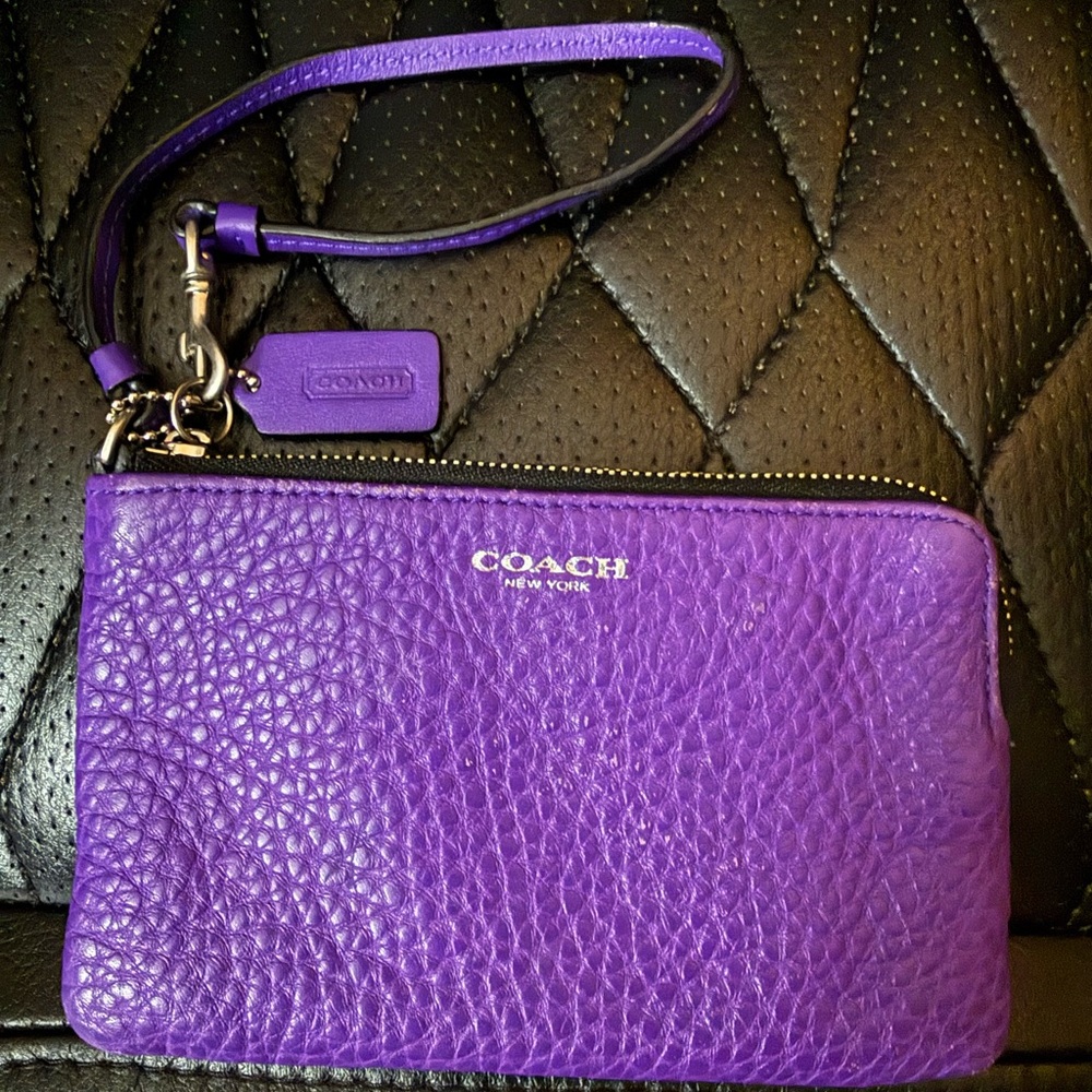 Vibrant Purple Leather Wristlet
